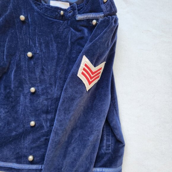 Annie Girls Military Style Navy Blue Velvet Jacket Patches Ribbon Cute Dressy - Picture 8 of 12
